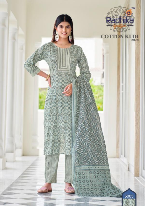 Radhika Cotton Kudi Vol 5 Cotton Kurti With Bottom Dupatta Collection